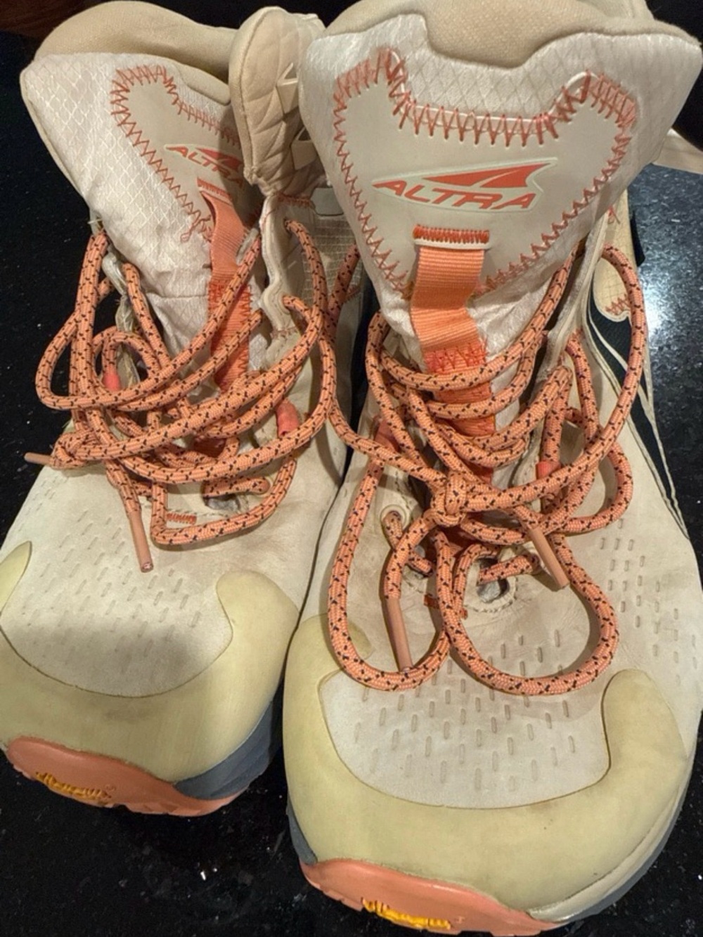 Altra Women's Beige with Peach-Orange Lace Trail Runners